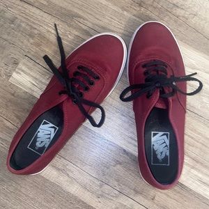 Maroon vans shoes.